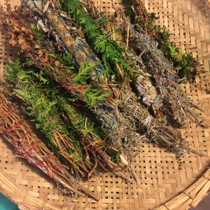 Basket of newly made smudge sticks