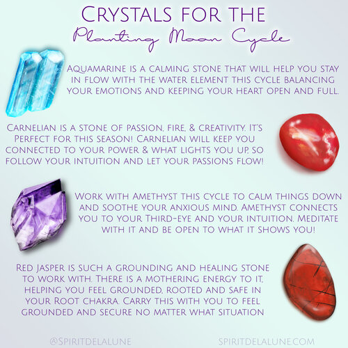 Spirit de la lune Crystals for the New Moon Planting Moon Cycle